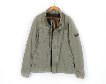 Superdry Vintage Military Jacket XXL, Khaki Fur Coat