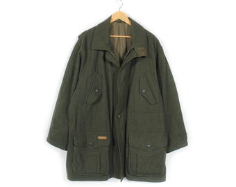 Vintage LD Jagd Olive Wool Hunting Coat: Hunter Club New England