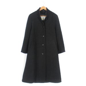 Aquascutum Vintage Wool Boucle Coat Black Womens Size 10 1970s Made In England