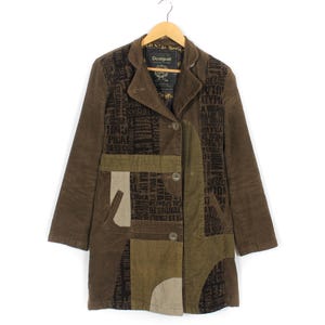 Vintage Desigual Deluxe Wear Coat Retro Luxury Patchwork Brown Women Size S 38