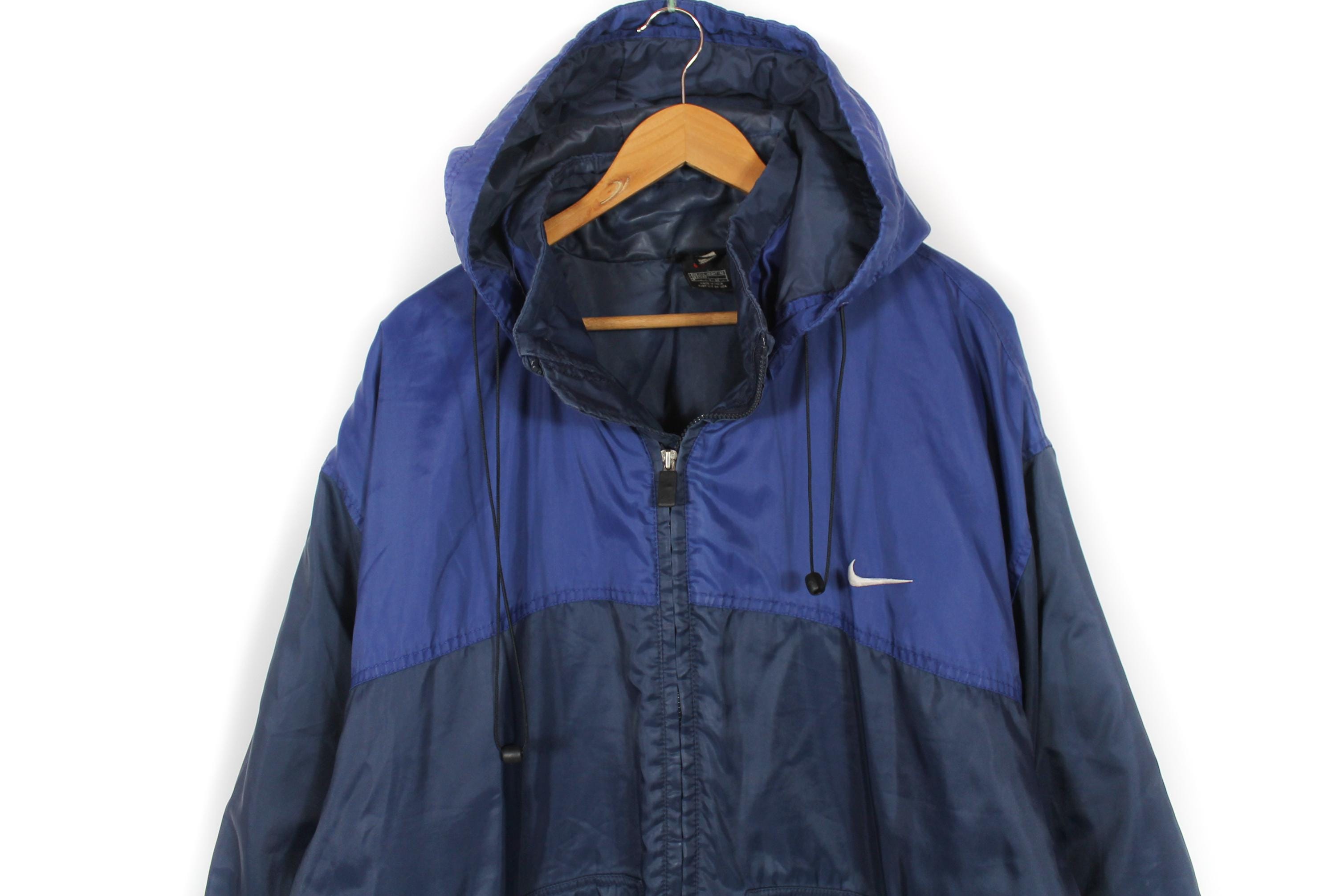 Nike Vintage Nylon Jacket Navy Blue Swoosh Size XXL 90s Made in 
