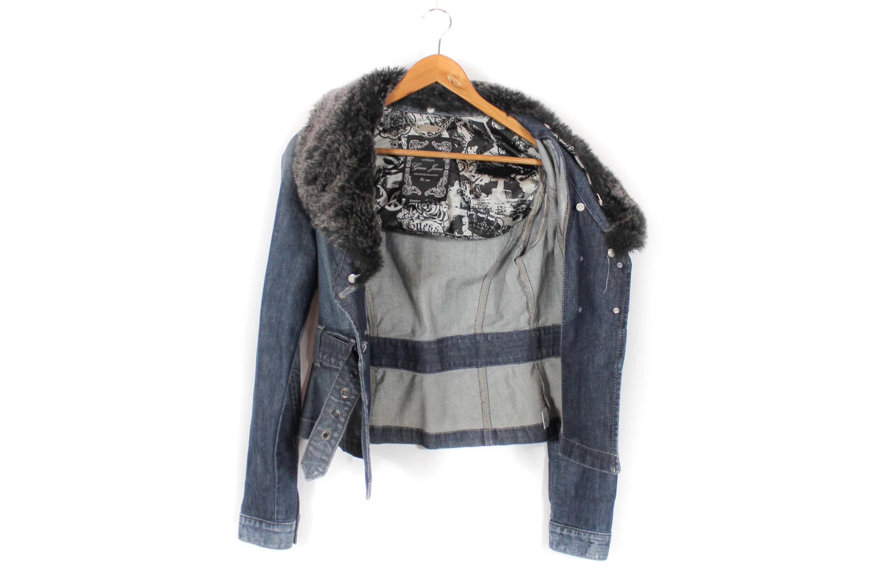 Vintage Guess Jeans Los Angeles Denim Womens Biker Jacket Rock 
