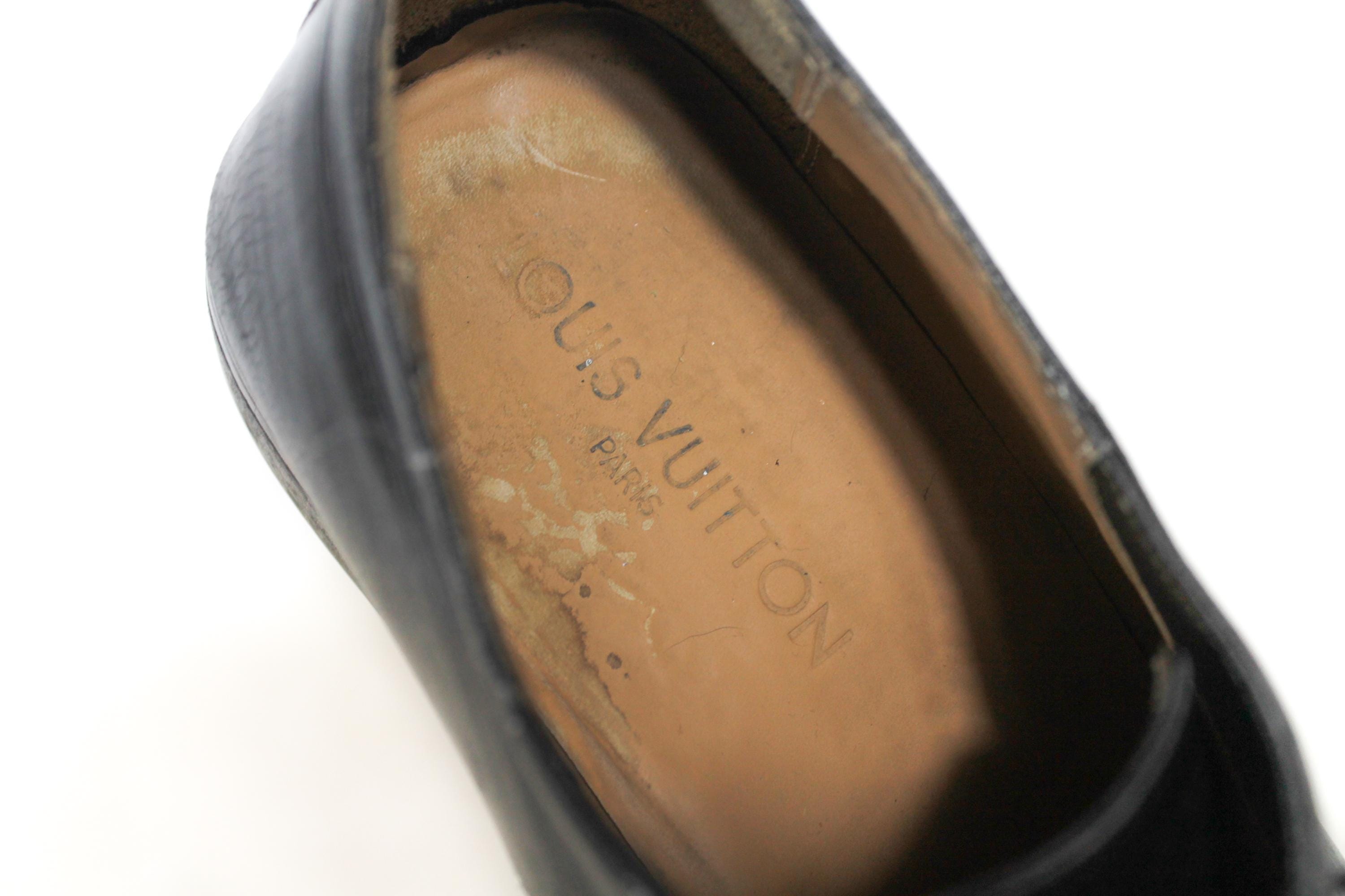 Louis Vuitton Mens Black Leather Dress Shoes Made in Italy 
