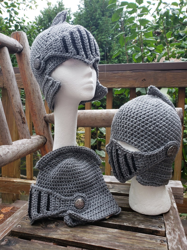 Knight's Helmets Crocheted for Baby to Adult image 2