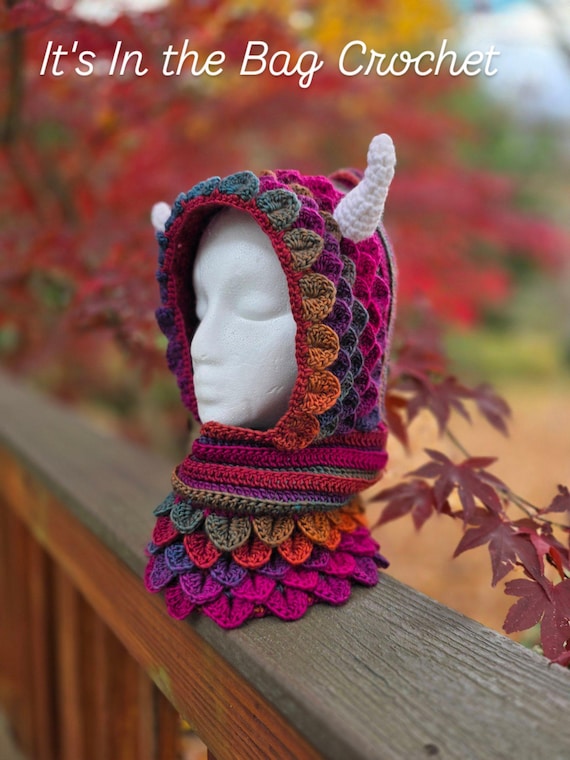 Crocodile Stitch Hooded Cowl/dragon Scale Hoodie - Etsy