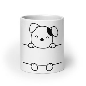 Hondenmok - Minimalistische koffiekopje schattige puppy, grappig hondenliefhebber cadeau, cartoon hond gezicht keramische mok, huisdier eigenaar aanwezig, vaatwasmachinebestendig