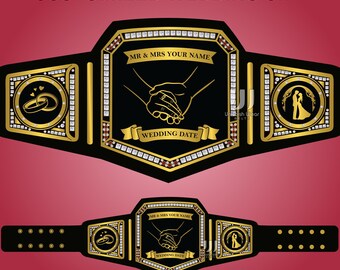 Customized Wedding Ceremony Gift Championship Belt - Personalized Logo and Name - Wedding or Engagement Trophy Title Belt - Adults