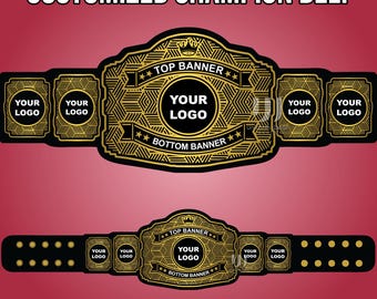 Customized Champion Belt with Logo and Name - Custom Wrestling Championship Belt - Trophy Award Belt - Adults and Kids