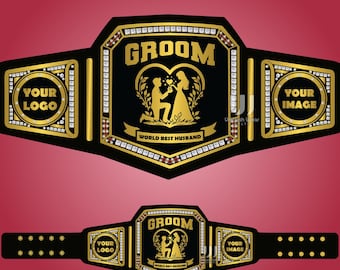 Cinturón de campeón personalizado para el mejor esposo o novio - Logotipo y nombre personalizados - Cinturón de trofeo para bodas o novio - Talla adulto