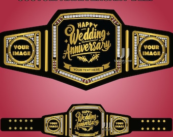 Custom Anniversary Gift Championship Belt - Personalized Logo and Name - Wedding or Engagement Trophy Title Belt - Adult Size