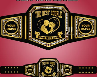 Cinturón de campeonato personalizado para la mejor pareja - Nombre y logotipo personalizados - Cinturón de trofeo de boda o compromiso - Talla para adultos