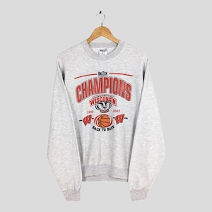 University of Wisconsin Badgers Shirt, Vintage Wisconsin Badgers NCAA Sweatshirt, Wisconsin Badgers Back To Back Champions Sweater