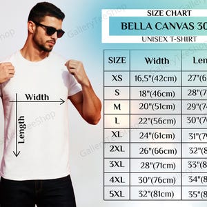 Bella Canvas 3001 Size Chart, Bella and Canvas 3001 Size Guide, Unisex T-Shirt Measurement Chart, Bella Canvas Tee Fit Guide Mockup Template