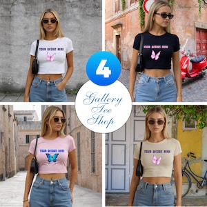 Gildan 5000B Baby Tee Mockup Bundle | 4 Womens Trendy Baby Tee Tshirt Mockup It-Girl Selfie Crop Top Mock Baby Y2k Model Mockup Tee Mockup