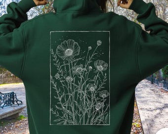 Wildflower Hoodie,Floral Hoodie Gift For Her, Botanical Hoodie,Cottagecore Floral Hoodie,Nature Lover Gift,Floral Hoodie Women,Flower Hoodie