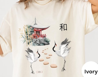 Japanese Style Shirt Comfort Colors®,Japanese Stork Tee,Tokyo T-Shirt Gift, Iwakuni Japan Shirts,Japanese Printed Tshirts,Japanese Art Shirt