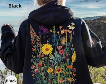 Blumen Hoodie, Wildblumen Hoodie, Blumen Liebhaber Hoodie Geschenk, Boho Hoodie, Gartenarbeit Hoodie, Cottagecore Hoodi, Hoodi Blumen, Hoodie Pflanzen