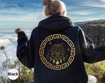 Sudadera con capucha Leo, Sudadera del zodíaco, Regalo de cumpleaños de agosto, Sudadera de astrólogo, Suéter de aniversario, Suéter del zodíaco para ella y para él, Sudadera de cuello redondo con horóscopo y astrología