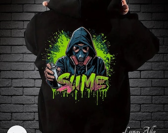 Sudadera con capucha de graffiti, camiseta gráfica urbana, camiseta de arte urbano en aerosol, ropa de estilo callejero vanguardista, camiseta de regalo para skaters, camiseta de moda urbana genial