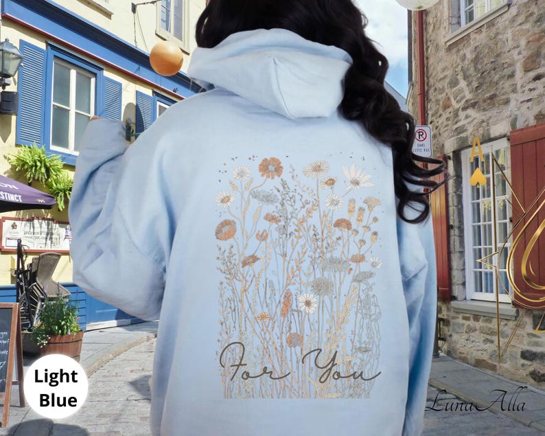 Wildflower Hoodie, Botanical Hoodie, Cottagecore Floral Hoodie, Nature Lover Gift, Floral Hoodie Women, Mom Flower Hoodie, Bohoe Hoodie image 9