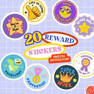 Printable Reward Stickers for Kids: Classroom & Homeschool (PDF/PNG Download