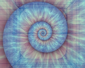 Fibonacci Golden Ratio Spiral Poster Sacred Geometry Wall Art ...