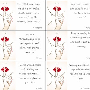 Best Seller - Naughty Bridal Shower Game (ADULT) Dirty Thoughts - Printables (INSTANT DOWNLOAD) - 60 game cards