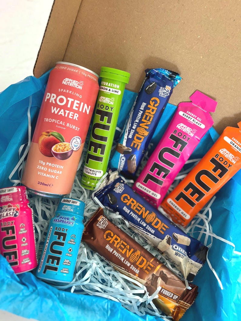 Workout Gift Hamper: Protein Bars, Fuel Shots - Gym Fitness Gift - Etsy UK