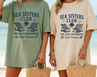 Sea Sisters Club Comfort Colors Shirt: Coastal Cowgirl Graphic Tee