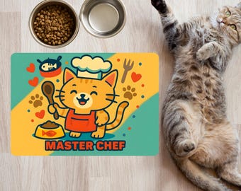 Tapis de nourriture pour chats Master Chef : set de table antidérapant pour animaux de compagnie