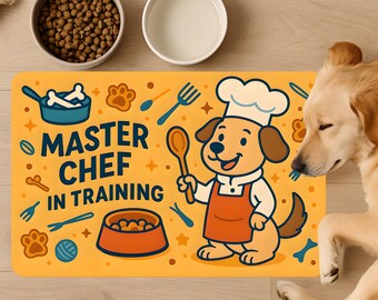 Funny Dog Food Mat: Master Chef Puppy Pet Placemat