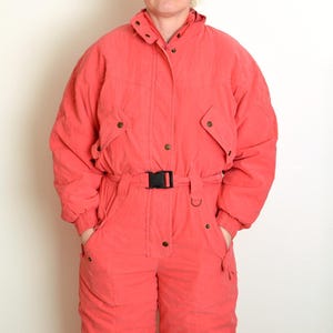 women's retro vintage pink SKI SUIT snowsuit size M onesi onepiece 80s 90s