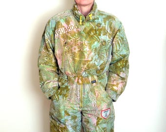 ヴィンテージ 80 年代 ワンピース スキー スーツ マルチカラー 冬