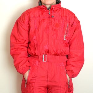 women's retro vintage pink Luhta SKI SUIT snowsuit size 8 onesi onepiece 80s 90s