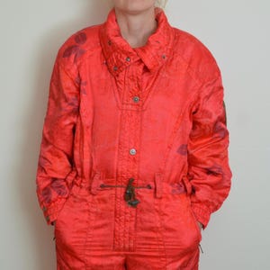 women's retro vintage Head SKI SUIT snowsuit size M onesi onepiece 80s 90s red floral