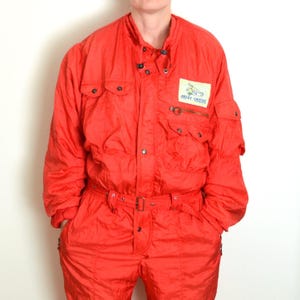 men's retro vintage SKI SUIT snowsuit size M onesi onepiece 80s red
