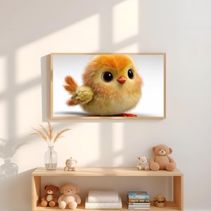 Pixar Style Canary Chick Art Print: Nursery Wall Decor (Digital Download JPG File)