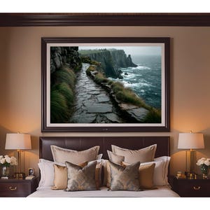 Irland Küstenklippen 8K Landschaftsdruck - Stimmungsvoller Ocean Path Wandkunst, Wilder Atlantik Weg Malerische Fotografie für Reise- & Naturdekor