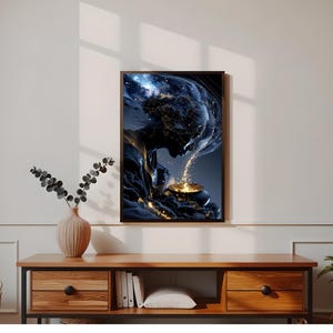 Aquarius Zodiac Wall Art – Celestial Woman Pouring Starlight, Air Sign Constellation Digital Print for Astrology Lovers & Gift Decor