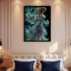 Virgo Zodiac Print – 8K Celestial Maiden of Light & Stars in Flowing Gown, Elegant Astrology Wall Art for Home, Gift or Zodiac Decor