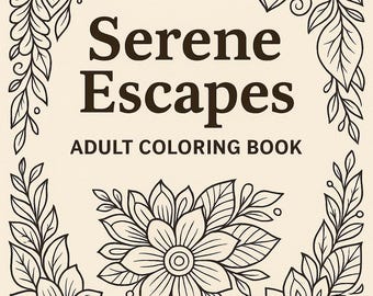 Serene Escapes – Printable Adult Coloring Book (25 Pages, Stress Relief)