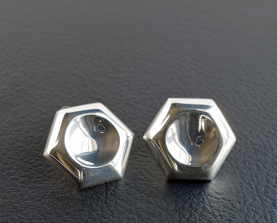 Vintage Mexico Sterling Silver Clip On Earrings -