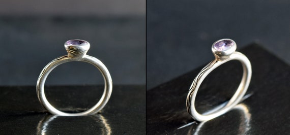 Silver Amethyst Pearl Stacking Rings - Silver Sta… - image 3