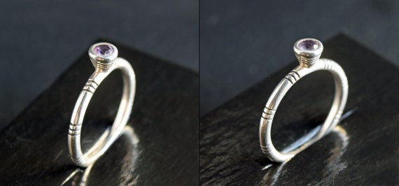 Silver Amethyst Pearl Stacking Rings - Silver Sta… - image 5