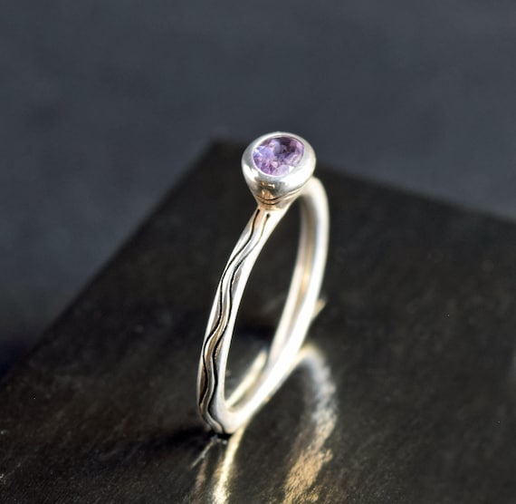 Silver Amethyst Pearl Stacking Rings - Silver Sta… - image 2