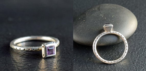 Silver Amethyst Pearl Stacking Rings - Silver Sta… - image 7