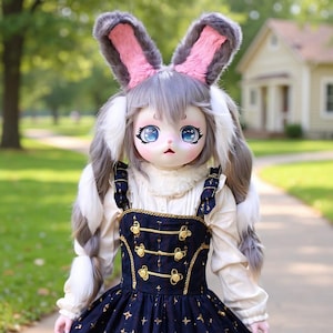Tête à fourrure lolita à fourrure, masque à fourrure de style KIG fait main, accessoire cheveux longs, costume de cosplay en peluche douce, cadeau d'anniversaire, tête de masque à fourrure
