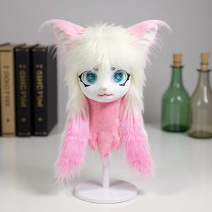 Custom Punk Cat Kigurumi Head-Piece-Dyed Cosplay Mask,KIG Style Fox Fursuit Head,Cute Kemono Mask,for Costume Cosplay Use,Furry Convention
