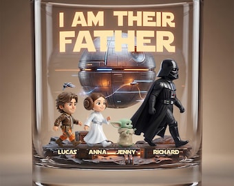 Personalized The Dadalorian Father Whiskey Glass, Custom Best Dad In The Galaxy Whiskey Cup, Movie Theme Animated Dad , Father Day Gift