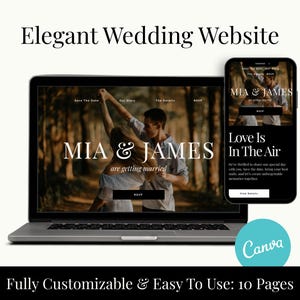 Canva Wedding Website Template, Aesthetic Modern Website, RSVP, Save the Date, Custom Wedding Invitation, Digital Invite